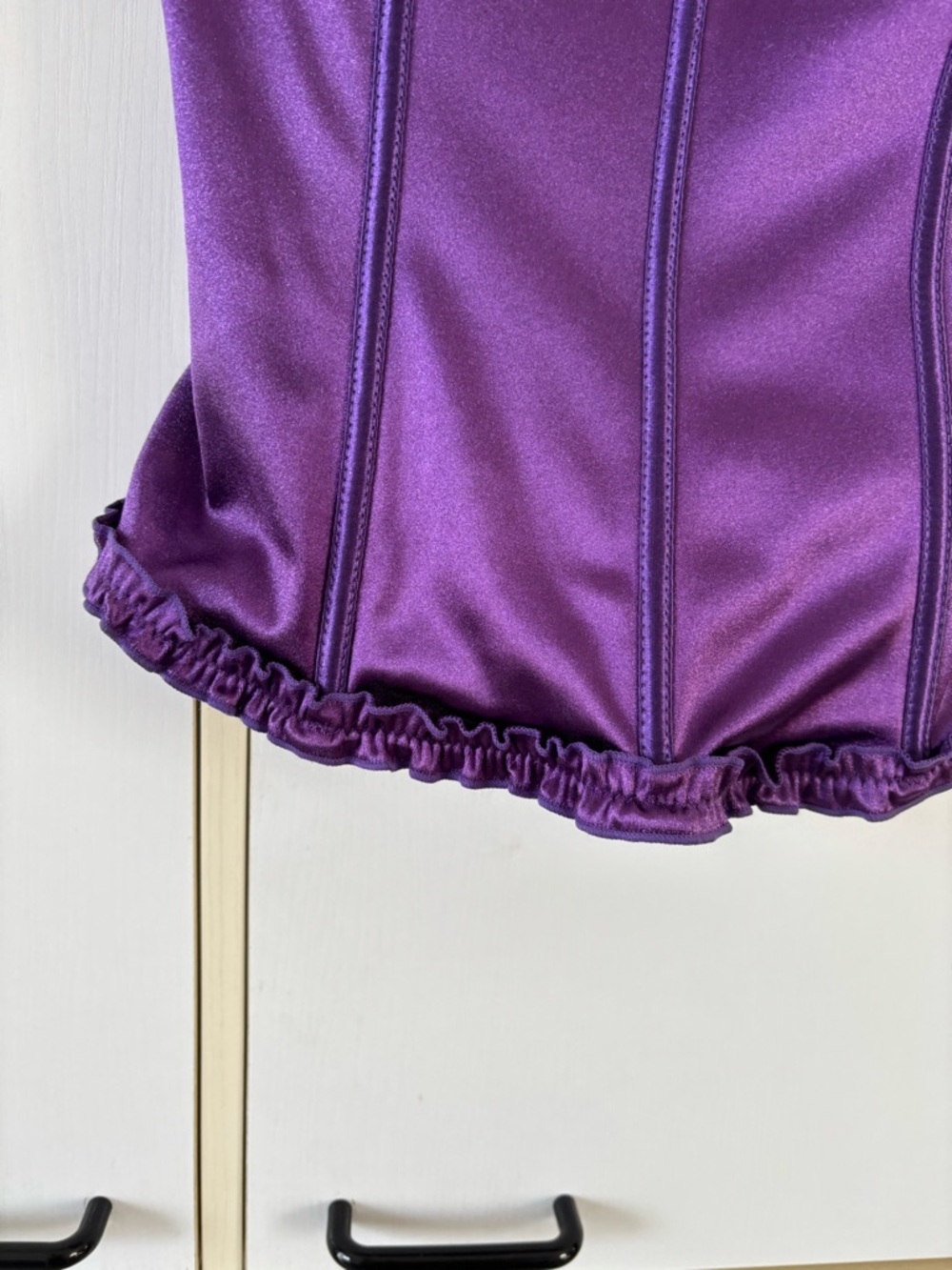 Purple Satin Corset Bustier Gothic Fairycore Renaissance L Cups Whimsigoth Vamp - Picture 4 of 13
